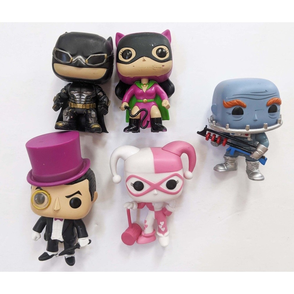 5 Funko Pop! Heroes PENGUIN  HARLEY QUINN BATMAN CATWOMAN MR FREEZE Heroes Lot